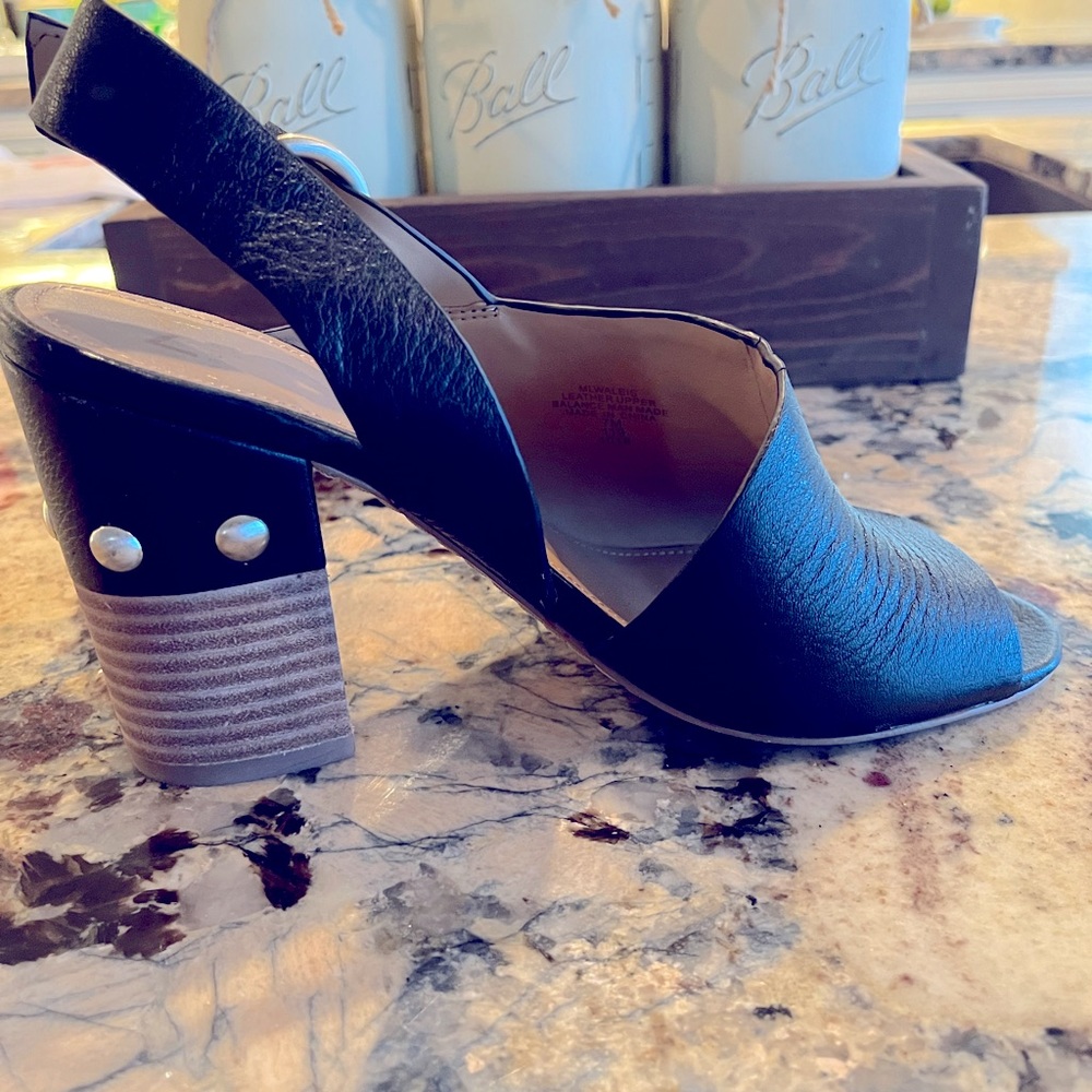 Marc Fisher-black size 7 Shootie style open side 3.5 inch studded heel